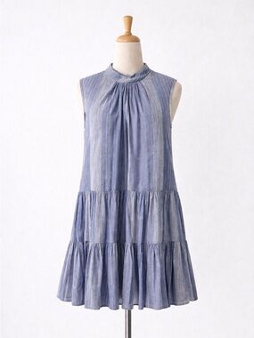 Calvin Klein Sleeveless Blue Stripe Tiered Mini Dress